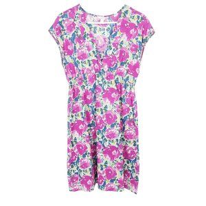 Garnet Hill Idylwilde Voile Dress Pink and Green Floral Cotton Women's 6
